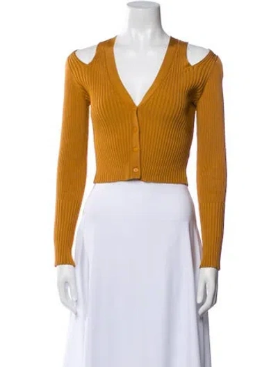 Pre-owned Simkhai V-neck Long Sleeve Crop Top In Brown