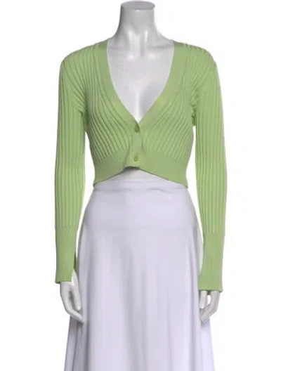 Pre-owned Simkhai V-neck Long Sleeve Crop Top In Green