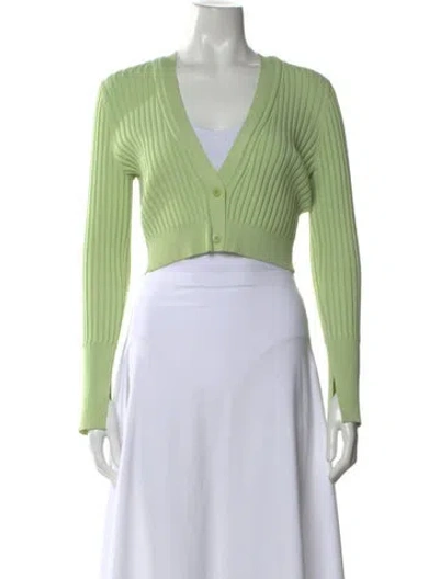 Pre-owned Simkhai V-neck Long Sleeve Crop Top In Green