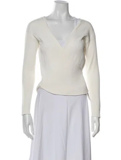Pre-owned Simkhai V-neck Long Sleeve Crop Top In Neutral