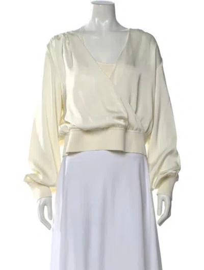 Pre-owned Simkhai V-neck Long Sleeve Crop Top In Neutral