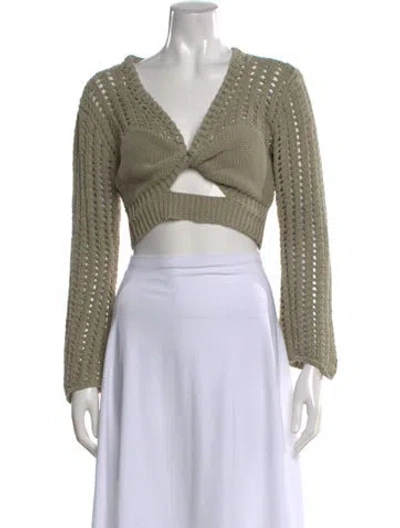 Pre-owned Simkhai V-neck Long Sleeve Crop Top In Neutral