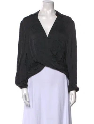 Pre-owned Simkhai V-neck Long Sleeve Crop Top W/ Tags In Black