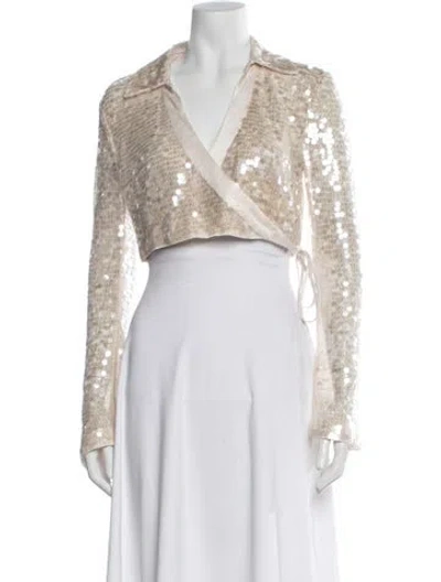Pre-owned Simkhai V-neck Long Sleeve Crop Top W/ Tags In Neutral