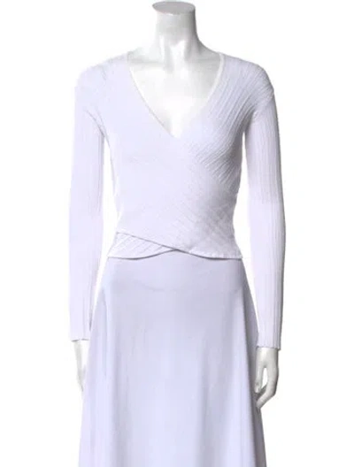 Pre-owned Simkhai V-neck Long Sleeve Crop Top In White