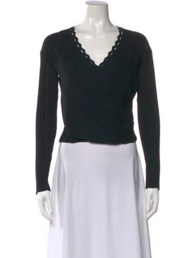 Pre-owned Simkhai V-neck Long Sleeve Top In Black