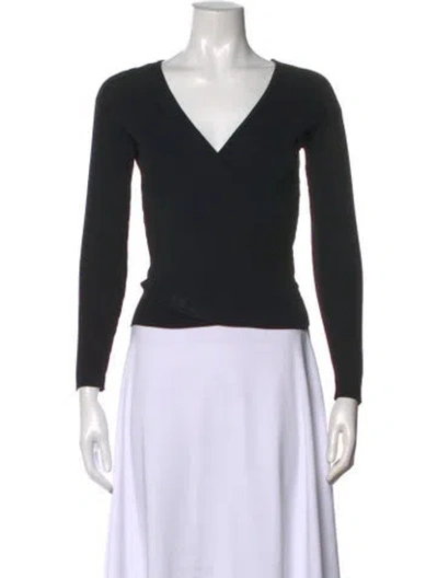 Pre-owned Simkhai V-neck Long Sleeve Top In Black