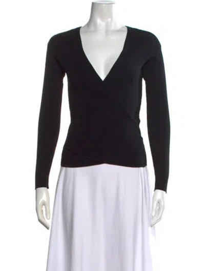 Pre-owned Simkhai V-neck Long Sleeve Top In Black
