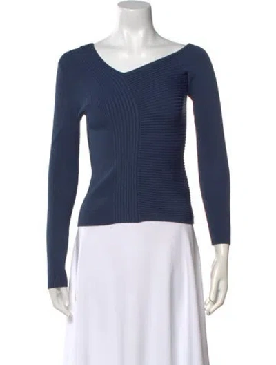 Pre-owned Simkhai V-neck Long Sleeve Top In Blue
