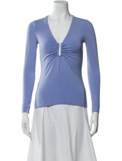 Pre-owned Simkhai V-neck Long Sleeve Top In Blue