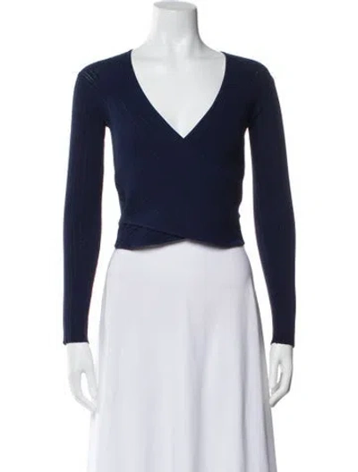 Pre-owned Simkhai V-neck Long Sleeve Top In Blue