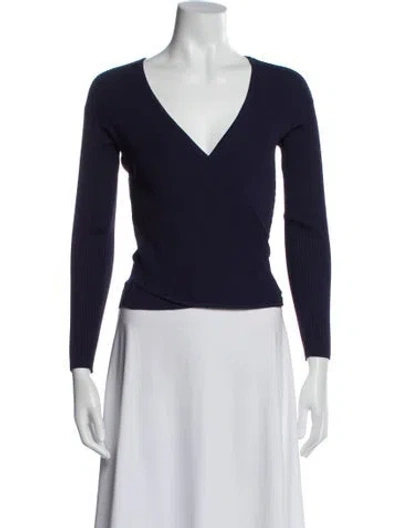 Pre-owned Simkhai V-neck Long Sleeve Top In Blue