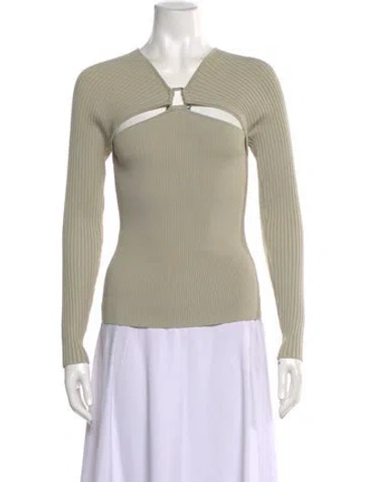 Pre-owned Simkhai V-neck Long Sleeve Top In Green