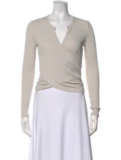 Pre-owned Simkhai V-neck Long Sleeve Top In Neutral