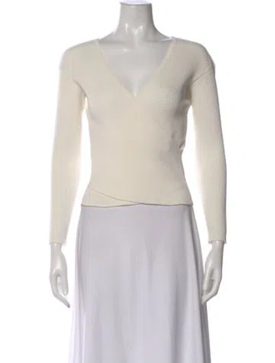 Pre-owned Simkhai V-neck Long Sleeve Top In Neutral