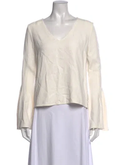Pre-owned Simkhai V-neck Long Sleeve Top In Neutrals