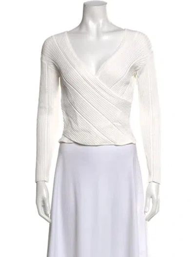 Pre-owned Simkhai V-neck Long Sleeve Top In Neutrals