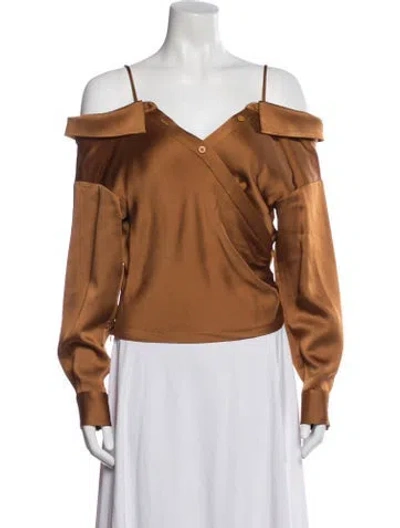 Pre-owned Simkhai V-neck Long Sleeve Top In Orange