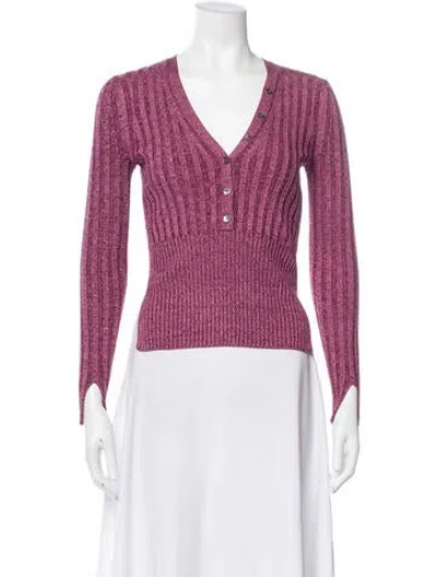 Pre-owned Simkhai V-neck Long Sleeve Top In Pink