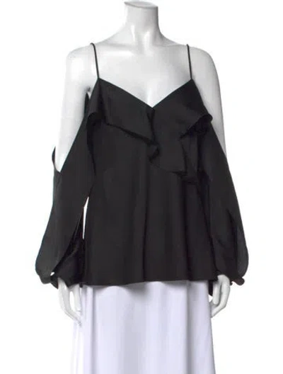 Pre-owned Simkhai V-neck Long Sleeve Top W/ Tags In Black