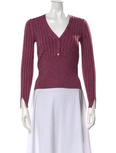Pre-owned Simkhai V-neck Long Sleeve Top W/ Tags In Burgundy