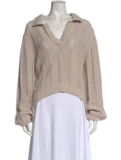 Pre-owned Simkhai V-neck Long Sleeve Top W/ Tags In Neutral