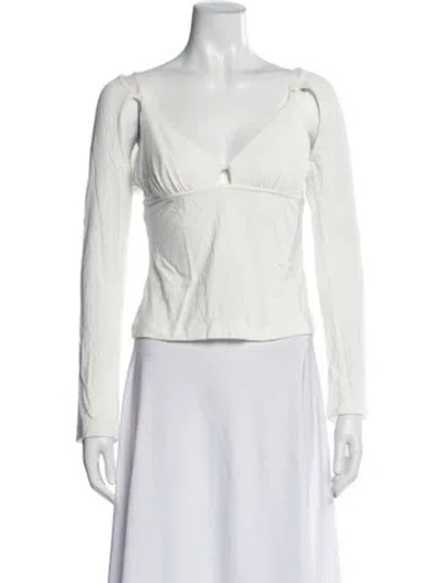 Pre-owned Simkhai V-neck Long Sleeve Top W/ Tags In White
