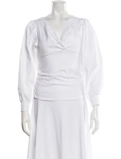 Pre-owned Simkhai V-neck Long Sleeve Top In White