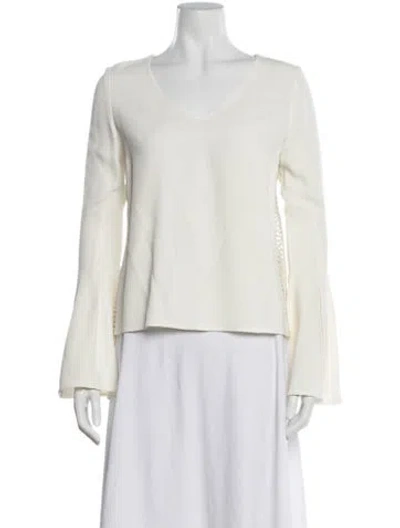 Pre-owned Simkhai V-neck Long Sleeve Top In White