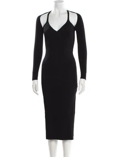 Pre-owned Simkhai V-neck Midi Length Dress In Black