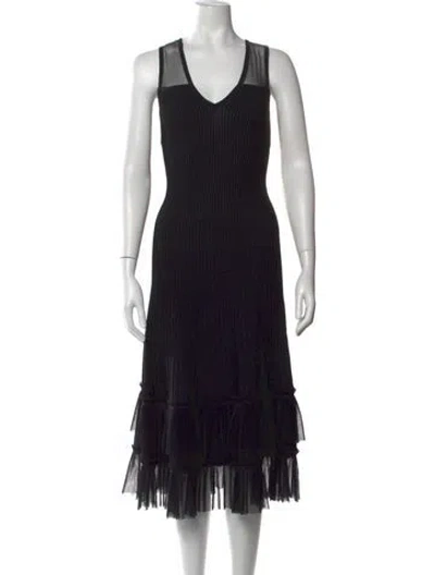 Pre-owned Simkhai V-neck Midi Length Dress In Black