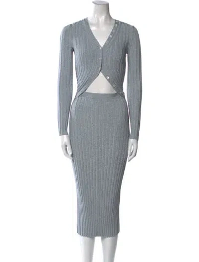 Pre-owned Simkhai V-neck Midi Length Dress In Blue