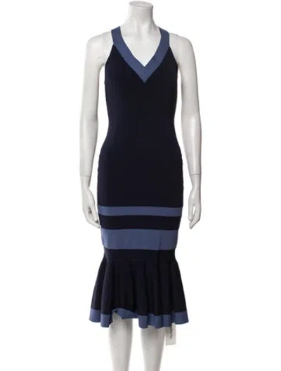 Pre-owned Simkhai V-neck Midi Length Dress In Blue