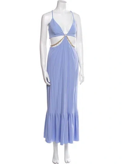 Pre-owned Simkhai V-neck Midi Length Dress In Blue