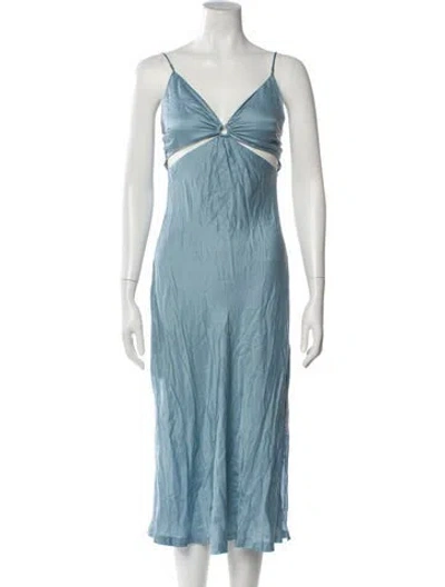 Pre-owned Simkhai V-neck Midi Length Dress In Blue