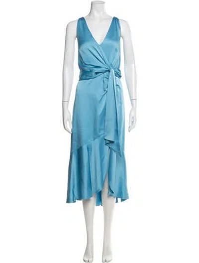 Pre-owned Simkhai V-neck Midi Length Dress In Blue