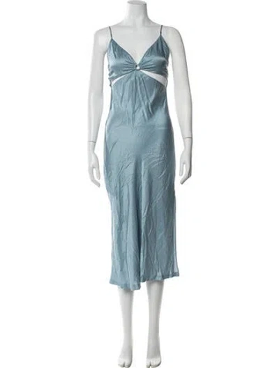 Pre-owned Simkhai V-neck Midi Length Dress In Blue
