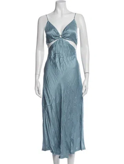 Pre-owned Simkhai V-neck Midi Length Dress In Blue