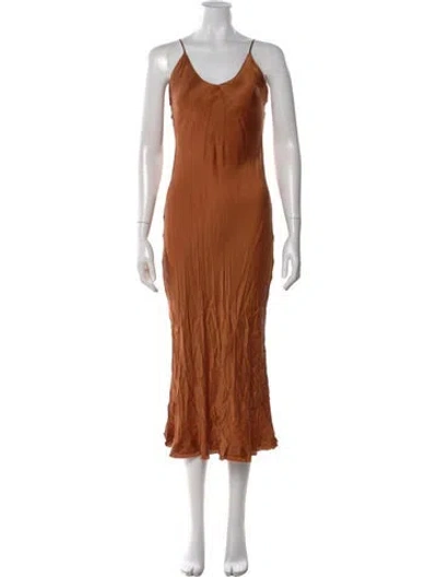 Pre-owned Simkhai V-neck Midi Length Dress In Brown