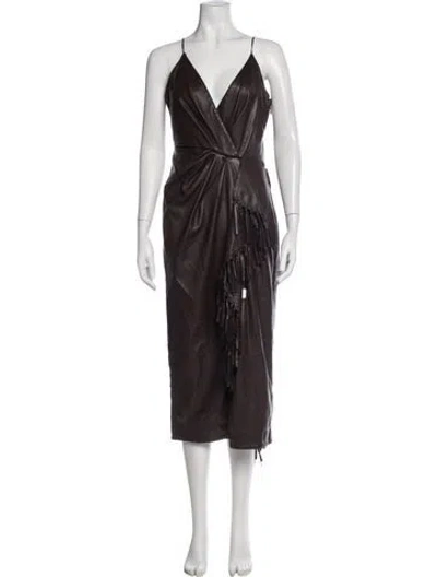 Pre-owned Simkhai V-neck Midi Length Dress In Brown