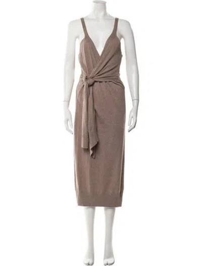 Pre-owned Simkhai V-neck Midi Length Dress In Brown