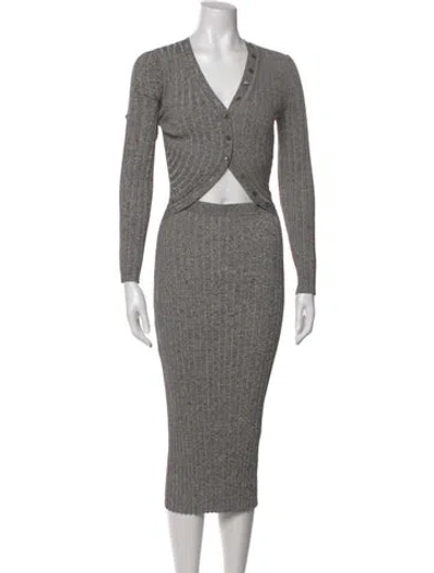 Pre-owned Simkhai V-neck Midi Length Dress In Gray