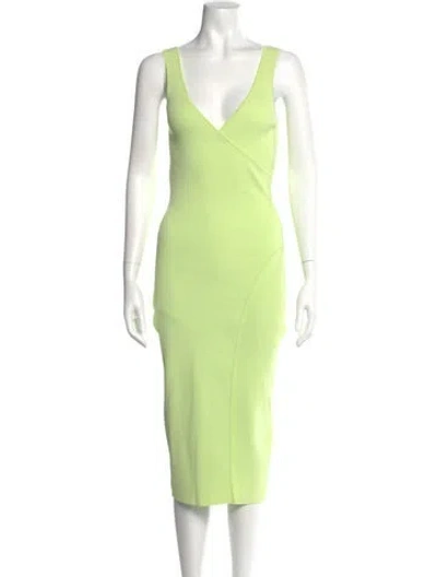 Pre-owned Simkhai V-neck Midi Length Dress In Green