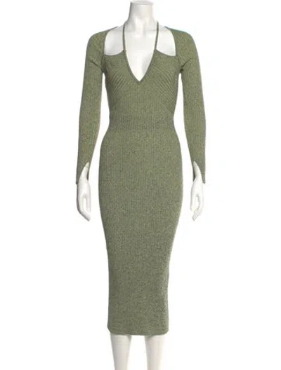 Pre-owned Simkhai V-neck Midi Length Dress In Green