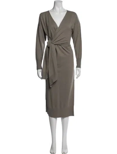 Pre-owned Simkhai V-neck Midi Length Dress In Green