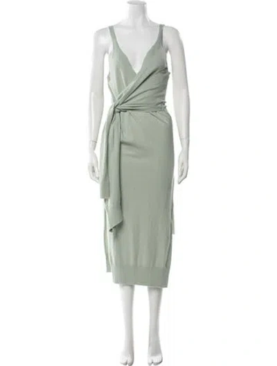 Pre-owned Simkhai V-neck Midi Length Dress In Green