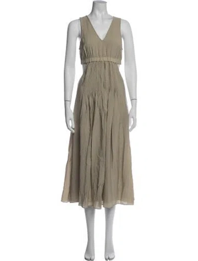 Pre-owned Simkhai V-neck Midi Length Dress In Green