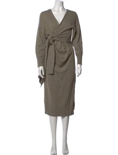 Pre-owned Simkhai V-neck Midi Length Dress In Green