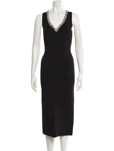 Pre-owned Simkhai V-neck Midi Length Dress W/ Tags In Black