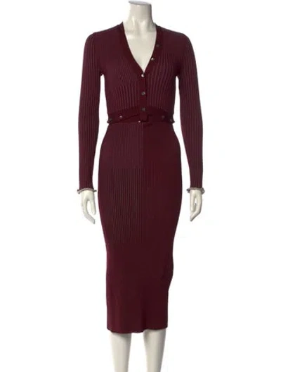 Pre-owned Simkhai V-neck Midi Length Dress W/ Tags In Burgundy